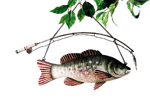Metal Fish & Pole Wall Plaque