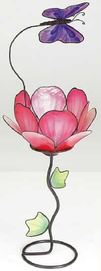 Capiz Flower & Butterfly Candleholder
